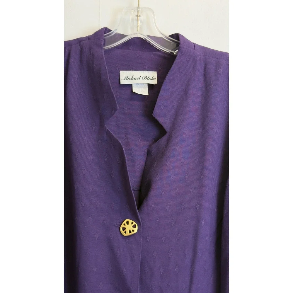Michael‎ Blake Vintage Purple Pant Suit Set 20WP Textured Gold Buttons USA Made